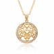 Round hollowed-out life tree pendant necklaces, European-style zircon necklaces for women, and geometric collarbone chains are popular in Europe and America Round hollowed-out life tree pendant necklaces, European-style zircon necklaces for women, and geometric collarbone chains are popular in Europe and America