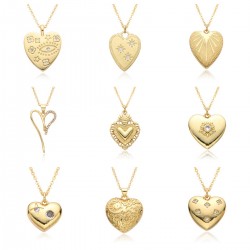 The 2023 new heart-shaped diamond-encrusted necklace for women features a simple and niche design. It is a heart-shaped collarbone chain with a copper plating of 18K real gold