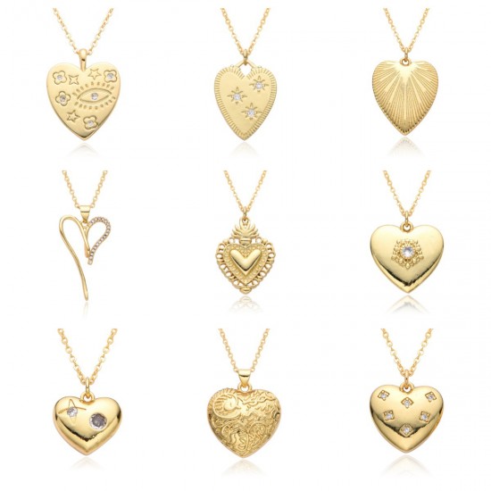 The 2023 new heart-shaped diamond-encrusted necklace for women features a simple and niche design. It is a heart-shaped collarbone chain with a copper plating of 18K real gold The 2023 new heart-shaped diamond-encrusted necklace for women features a simple and niche design. It is a heart-shaped collarbone chain with a copper plating of 18K real gold