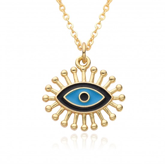 The manufacturer has approved the Devil's Eye Turkish blue Eye slightly set pendant necklace and a simple copper-plated real gold necklace accessory The manufacturer has approved the Devil's Eye Turkish blue Eye slightly set pendant necklace and a simple copper-plated real gold necklace accessory