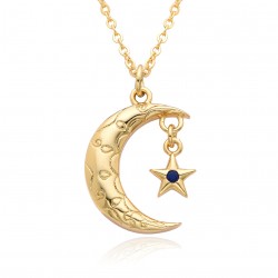 European and American fashion moon-shaped necklaces that do not fade, versatile for women, and niche star and moon-shaped collarbone chain accessory wholesale