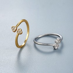 An InS-style small heart-shaped ring for women set with diamonds and a CZ zircon ring with an opening design, a cross-border best-selling Korean version