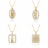 Amazon square Virgin zirconia necklace pendant for women, retro fashion, individual elegance, colorful micro-set electroplated jewelry