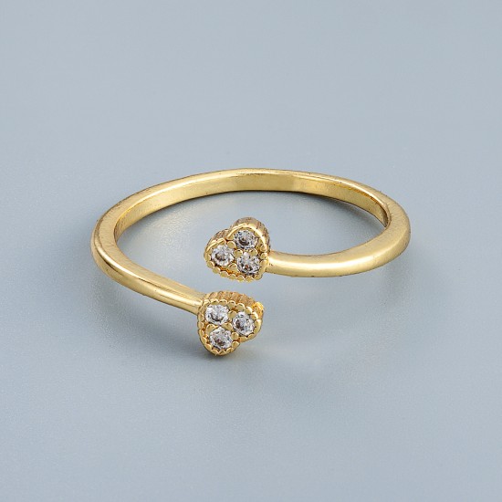 An InS-style small heart-shaped ring for women set with diamonds and a CZ zircon ring with an opening design, a cross-border best-selling Korean version An InS-style small heart-shaped ring for women set with diamonds and a CZ zircon ring with an opening design, a cross-border best-selling Korean version