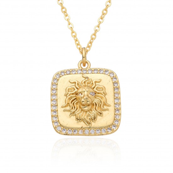 European and American fashion trend women's accessories, hip-hop personality, hollowed-out micro-inlaid leopard pendant, retro necklace accessory gift European and American fashion trend women's accessories, hip-hop personality, hollowed-out micro-inlaid leopard pendant, retro necklace accessory gift