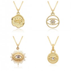 Amazon cross-border trendy jewelry: New Devil's Eye micro-set zircon pendant 18k Collarbone necklace in stock for consignment