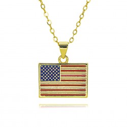 Flag-themed necklace, a light luxury and niche design for girls, exudes a sense of luxury. New 2024 collarbone chain, a strong chain, is a summer gift