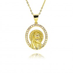 Cross-border bestseller zircon Guadalupe Virgin Mary pendant, women's European and American style copper plated 18k gold necklace pendant