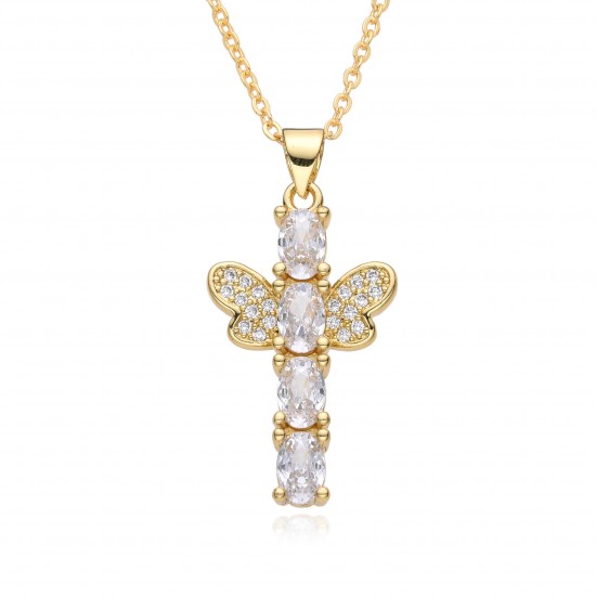 A slightly star-studded cross necklace with a cool and sweet style. Zircon sparkling diamond pendant, 2023 new trendy neck chain A slightly star-studded cross necklace with a cool and sweet style. Zircon sparkling diamond pendant, 2023 new trendy neck chain