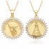 European and American ins simple Virgin Mary necklace for men and women, fashionable gold with zirconium lace and hollowed-out pendant that does not fade