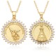 European and American ins simple Virgin Mary necklace for men and women, fashionable gold with zirconium lace and hollowed-out pendant that does not fade European and American ins simple Virgin Mary necklace for men and women, fashionable gold with zirconium lace and hollowed-out pendant that does not fade