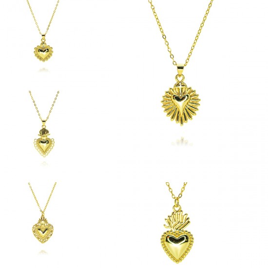 Heart-shaped gold-plated 18K pendant, heart-shaped zircon accessory, cross-border fashion from Europe and America, non-fading jewelry, versatile necklace Heart-shaped gold-plated 18K pendant, heart-shaped zircon accessory, cross-border fashion from Europe and America, non-fading jewelry, versatile necklace