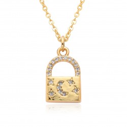 Slightly inlaid love heart lock key Heartbeat girl Peach heart oil drip copper zircon jewelry pendant necklace