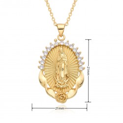 European and American cross-border religious personality deity collarbone chain Zircon eco-friendly copper material pendant necklace copper plated 18kD053