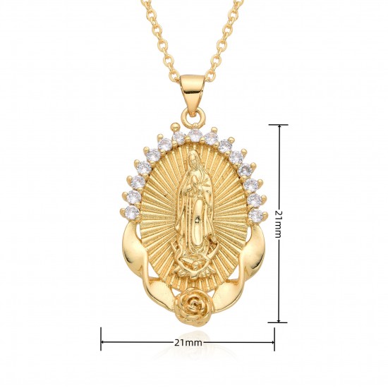 European and American cross-border religious personality deity collarbone chain Zircon eco-friendly copper material pendant necklace copper plated 18kD053 European and American cross-border religious personality deity collarbone chain Zircon eco-friendly copper material pendant necklace copper plated 18kD053