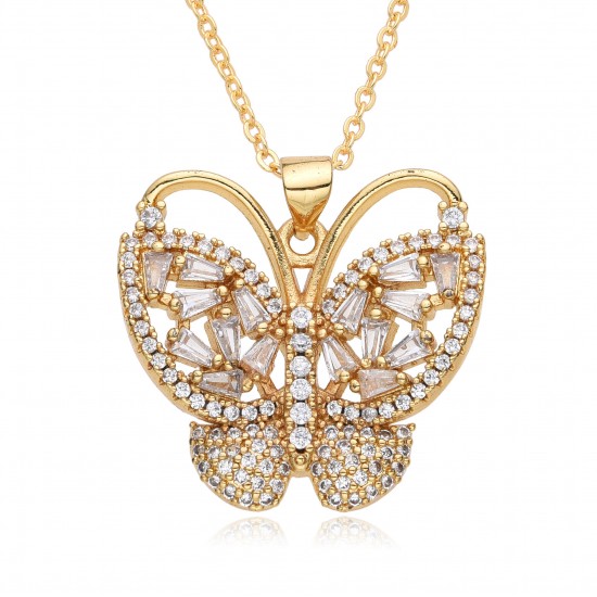 New women's fashion accessories: copper micro-inlaid colored zircon pendant, dragonfly luxurious design necklace, elegant collarbone chain New women's fashion accessories: copper micro-inlaid colored zircon pendant, dragonfly luxurious design necklace, elegant collarbone chain