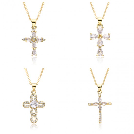 Cross-border Amazon's best-selling pearl zircon cross necklace for women is a niche, light luxury and personalized colored gemstone jewelry Cross-border Amazon's best-selling pearl zircon cross necklace for women is a niche, light luxury and personalized colored gemstone jewelry