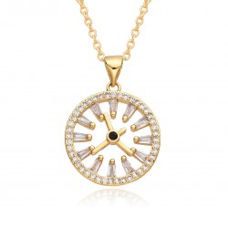 Micro-set zircon clock pendant, black zirconium clock, lucky compass pendant necklace, a cross-border bestseller accessory from Europe and America