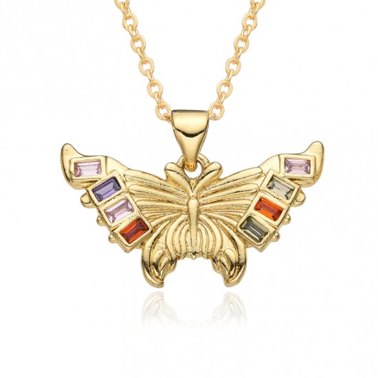 High-end style, unique personality, trapezonal color butterfly necklace, pendant, light luxury, retro collarbone chain, neck chain, best friend accessory High-end style, unique personality, trapezonal color butterfly necklace, pendant, light luxury, retro collarbone chain, neck chain, best friend accessory