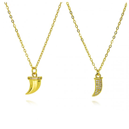 Wholesale of cross-border European and American ins style and personality wolf-tooth pendant necklaces, collarbone chains, copper plated 18k gold pendant necklaces Wholesale of cross-border European and American ins style and personality wolf-tooth pendant necklaces, collarbone chains, copper plated 18k gold pendant necklaces