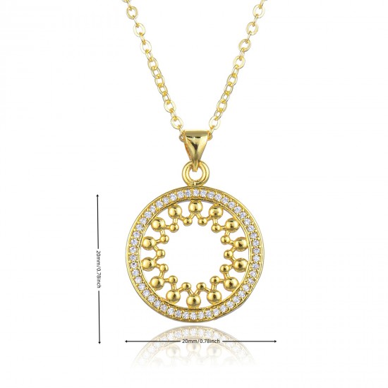 European and American fashion trend diamond-encrusted zircon versatile round pendant necklace, women's collarbone chain, simple style women's necklaces in stock European and American fashion trend diamond-encrusted zircon versatile round pendant necklace, women's collarbone chain, simple style women's necklaces in stock
