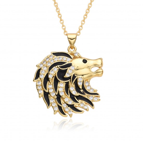 European and American hip-hop style, unique lion head pendant necklace, unisex, niche design tiger collarbone chain, cross-border European and American hip-hop style, unique lion head pendant necklace, unisex, niche design tiger collarbone chain, cross-border