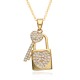 Cross-border high-end style lock key pendant necklace from Europe, America, Japan and South Korea, women's copper gold-plated love heart, slightly set zircon collarbone chain Cross-border high-end style lock key pendant necklace from Europe, America, Japan and South Korea, women's copper gold-plated love heart, slightly set zircon collarbone chain