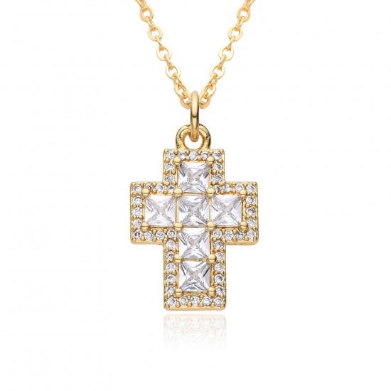 Wholesale of copper electroplated cross zircon pendants, necklaces, women's collarbone chains and other jewelry is selling well on cross-border e-commerce platforms in Europe and America Wholesale of copper electroplated cross zircon pendants, necklaces, women's collarbone chains and other jewelry is selling well on cross-border e-commerce platforms in Europe and America