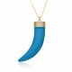 Popular European and American trendy sweater chain, white oil-dripping copper slightly inlaid zircon horn pendant necklace, women's cross-border stock Popular European and American trendy sweater chain, white oil-dripping copper slightly inlaid zircon horn pendant necklace, women's cross-border stock