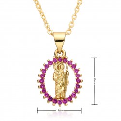 European and American cross-border religious personality statue collarbone chain Zircon eco-friendly copper material pendant necklace copper plating 18kB181