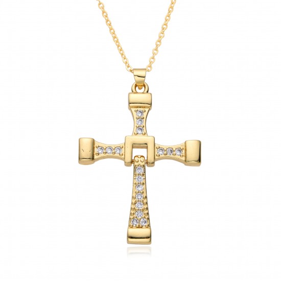 Korean version cross pendant simple necklace, women's necklace, export fashion crystal, European and American men's micro-set openwork necklace Korean version cross pendant simple necklace, women's necklace, export fashion crystal, European and American men's micro-set openwork necklace
