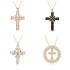 European and American cross-border jewelry, ins style fashion, slightly set colored zircon geometric cross pendant necklace for women