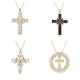European and American cross-border jewelry, ins style fashion, slightly set colored zircon geometric cross pendant necklace for women European and American cross-border jewelry, ins style fashion, slightly set colored zircon geometric cross pendant necklace for women