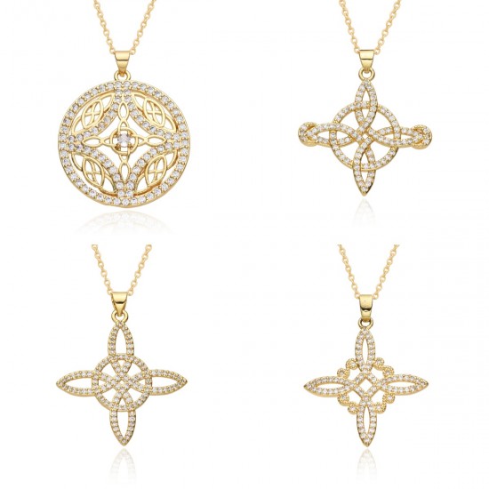 New Korean-style fashionable Celtic knot gold-plated necklace wholesale Zircon women's pendant necklace from foreign trade manufacturer New Korean-style fashionable Celtic knot gold-plated necklace wholesale Zircon women's pendant necklace from foreign trade manufacturer