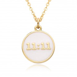 European and American Instagram niche Double 11 copper electroplated 18K gold oil drip pendant 11:11 11:11 Personalized necklace