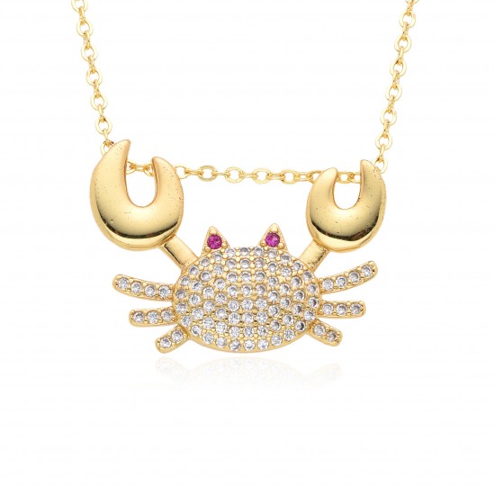 European and American personalized creative copper gold-plated micro-inlaid colored zircon dinosaur pendant necklace, cartoon cute necklace accessory for women European and American personalized creative copper gold-plated micro-inlaid colored zircon dinosaur pendant necklace, cartoon cute necklace accessory for women