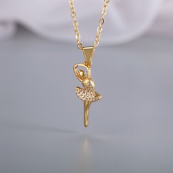 Wholesale of popular European and American cross-border ins style ballerina women's versatile light luxury cross-shaped chain inlaid necklaces