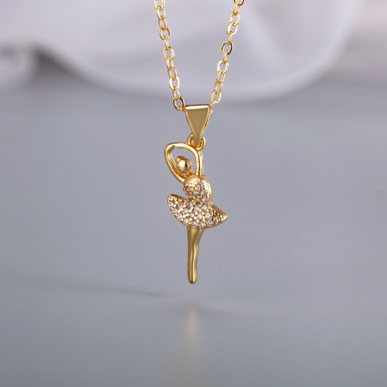 Wholesale of popular European and American cross-border ins style ballerina women's versatile light luxury cross-shaped chain inlaid necklaces Wholesale of popular European and American cross-border ins style ballerina women's versatile light luxury cross-shaped chain inlaid necklaces