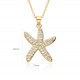 The French light luxury style zircon starfish pendant women's necklace, set with zircon real gold and coated copper pendant necklace, is niche The French light luxury style zircon starfish pendant women's necklace, set with zircon real gold and coated copper pendant necklace, is niche