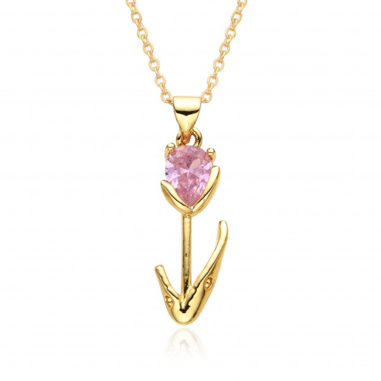 Fashionable commuting copper gold-plated one-stand rose personalized pendant necklace for women, European and American irregular collarbone chain for women Fashionable commuting copper gold-plated one-stand rose personalized pendant necklace for women, European and American irregular collarbone chain for women