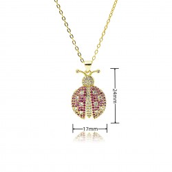 A cute cartoon round plate animal insect pendant necklace studded with diamonds in Europe and America, featuring a seven-spotted ladybug and five-pointed star