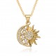 The new European and American ethnic style slightly set zircon sun and moon necklace pendant features a light luxury and niche design with a cold collarbone chain The new European and American ethnic style slightly set zircon sun and moon necklace pendant features a light luxury and niche design with a cold collarbone chain