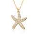 The French light luxury style zircon starfish pendant women's necklace, set with zircon real gold and coated copper pendant necklace, is niche The French light luxury style zircon starfish pendant women's necklace, set with zircon real gold and coated copper pendant necklace, is niche