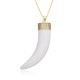 Popular European and American trendy sweater chain, white oil-dripping copper slightly inlaid zircon horn pendant necklace, women's cross-border stock Popular European and American trendy sweater chain, white oil-dripping copper slightly inlaid zircon horn pendant necklace, women's cross-border stock