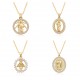 This European and American copper-plated 18K gold zircon Virgin Mary geometric pendant necklace is a new and unique female niche accessory This European and American copper-plated 18K gold zircon Virgin Mary geometric pendant necklace is a new and unique female niche accessory