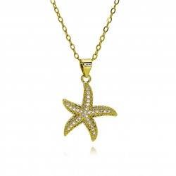 Starfish diamond-encrusted necklace, light luxury, niche, exquisite and simple style, golden female ins, trendy and niche design, collarbone chain