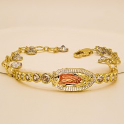 The 2025 new product, the Virgin Mary style, exudes a sense of high-end light luxury. It is a copper slightly inlaid zircon oil-dripping bracelet, a fashionable and niche birthday gift