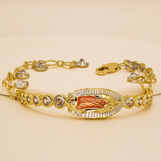 The 2025 new product, the Virgin Mary style, exudes a sense of high-end light luxury. It is a copper slightly inlaid zircon oil-dripping bracelet, a fashionable and niche birthday gift The 2025 new product, the Virgin Mary style, exudes a sense of high-end light luxury. It is a copper slightly inlaid zircon oil-dripping bracelet, a fashionable and niche birthday gift