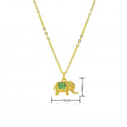 18K copper, gold, slightly set zircon elephant pendant necklace, female Instagram cute style collarbone chain, cross-border Xiyin bestseller
