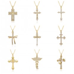The new copper-gold-plated cross necklace features a niche, fashionable and trendy design. It is a pendant for lovers and a Christmas gift